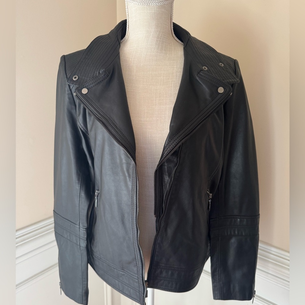 Brand New Women's Black Leather Moto Jacket - Picture 11 of 12